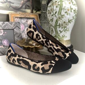 Rothy's The Square Flat in Desert Cat Black and Tan Animal Print Flats